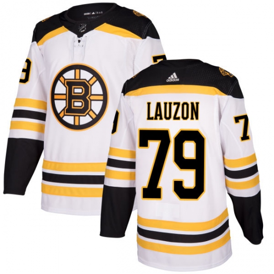 Men's Adidas Boston Bruins 79 Jeremy Lauzon Authentic White Away NHL Jersey