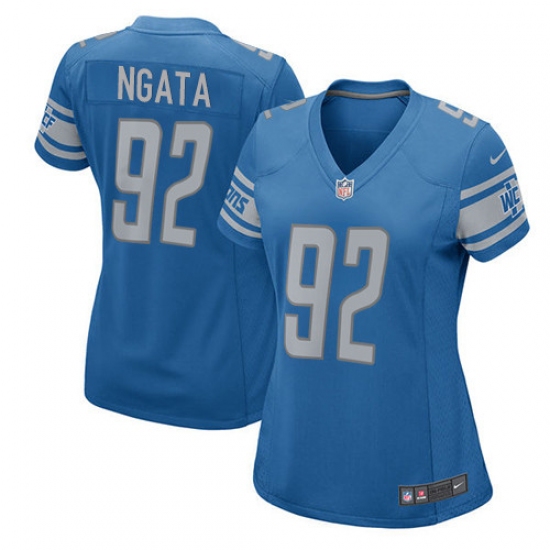 Women's Nike Detroit Lions 92 Haloti Ngata Game Light Blue Team Color NFL Jersey