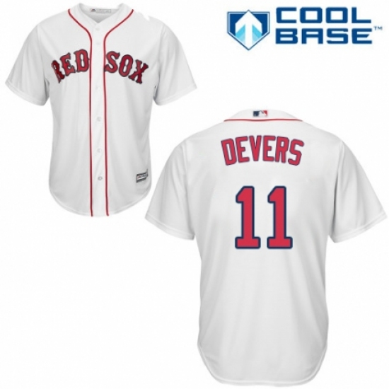 Men's Majestic Boston Red Sox 11 Rafael Devers Replica White Home Cool Base MLB Jersey