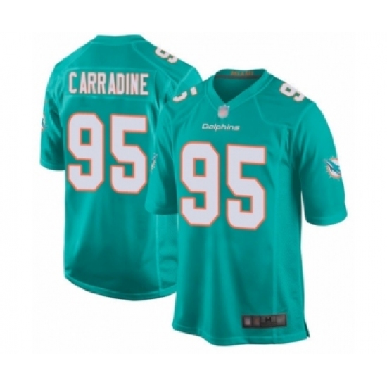 Men's Miami Dolphins 95 Tank Carradine Game Aqua Green Team Color Football Jersey