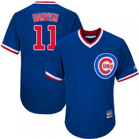 Men's Majestic Chicago Cubs 11 Yu Darvish Royal Blue Cooperstown Flexbase Authentic Collection MLB Jersey