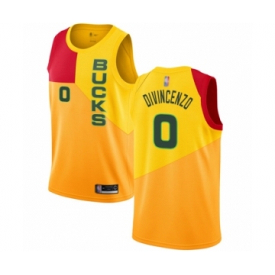 Youth Milwaukee Bucks 0 Donte DiVincenzo Swingman Yellow Basketball Jersey - City Edition