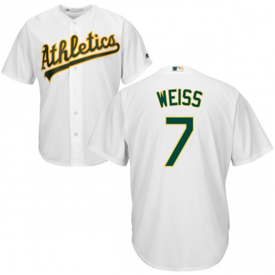 Men's Majestic Oakland Athletics 7 Walt Weiss Replica White Home Cool Base MLB Jersey