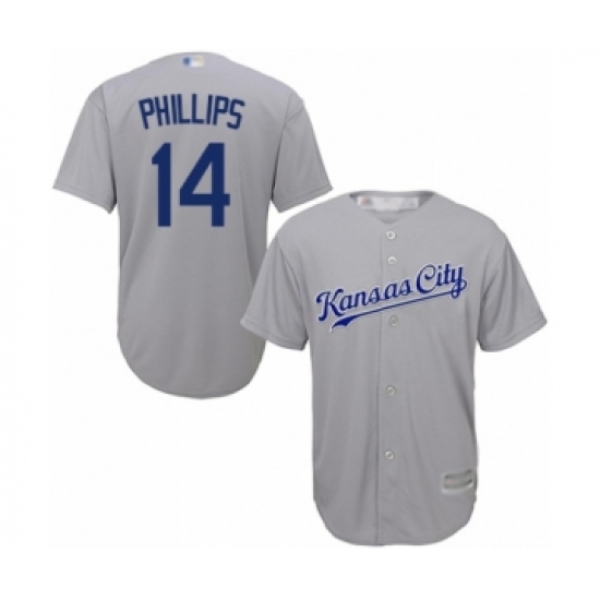 Youth Kansas City Royals 14 Brett Phillips Authentic Grey Road Cool Base Baseball Player Jersey