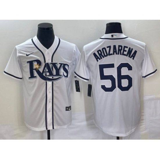 Men's Tampa Bay Rays 56 Randy Arozarena White Stitched MLB Cool Base Nike Jersey