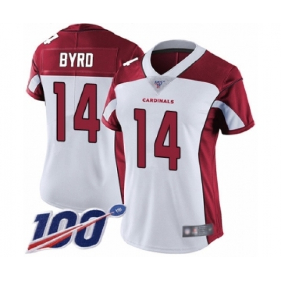 Women's Arizona Cardinals 14 Damiere Byrd White Vapor Untouchable Limited Player 100th Season Football Jersey