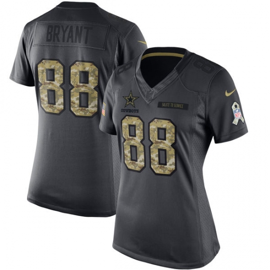 Women's Nike Dallas Cowboys 88 Dez Bryant Limited Black 2016 Salute to Service NFL Jersey