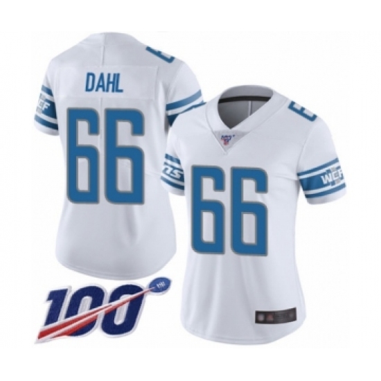 Women's Detroit Lions 66 Joe Dahl White Vapor Untouchable Limited Player 100th Season Football Jersey