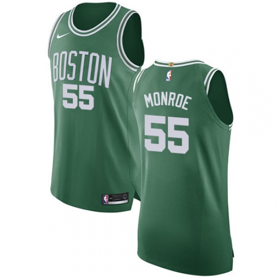 Men's Nike Boston Celtics 55 Greg Monroe Authentic Green(White No.) Road NBA Jersey - Icon Edition