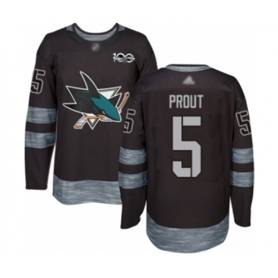 Men's San Jose Sharks 5 Dalton Prout Authentic Black 1917-2017 100th Anniversary Hockey Jersey