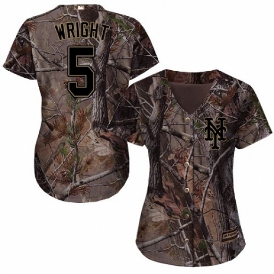 Women's Majestic New York Mets 5 David Wright Authentic Camo Realtree Collection Flex Base MLB Jersey