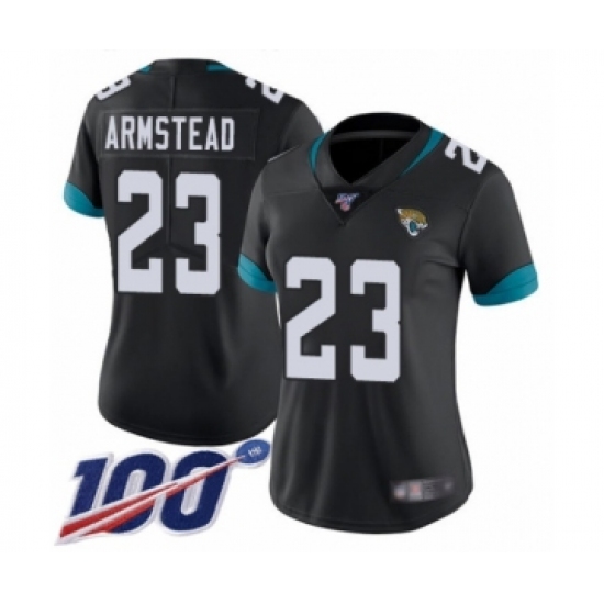 Women's Jacksonville Jaguars 23 Ryquell Armstead Black Team Color Vapor Untouchable Limited Player 100th Season Football Jersey