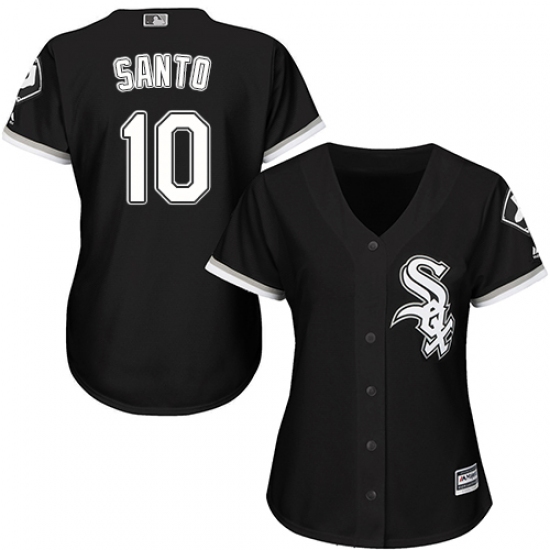 Women's Majestic Chicago White Sox 10 Ron Santo Replica Black Alternate Home Cool Base MLB Jersey