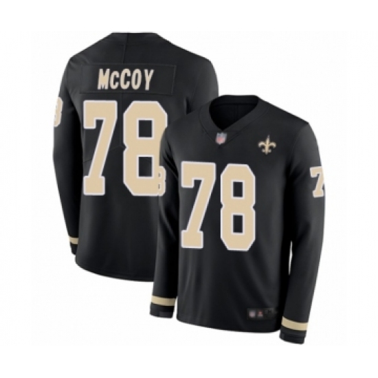 Men's New Orleans Saints 78 Erik McCoy Limited Black Therma Long Sleeve Football Jersey