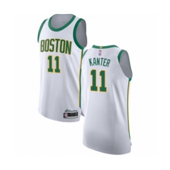 Men's Boston Celtics 11 Enes Kanter Authentic White Basketball Jersey - City Edition