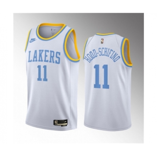 Men's Los Angeles Lakers 11 Jalen Hood-Schifino White 2023 Draft Classic Edition Stitched Basketball Jersey