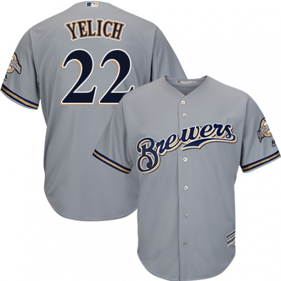 Youth Milwaukee Brewers 22 Christian Yelich Grey Cool Base Stitched MLB Jersey