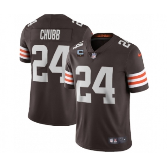 Men's Cleveland Browns 2022 24 Nick Chubb Brown With 1-star C Patch Vapor Untouchable Limited NFL Stitched Jersey