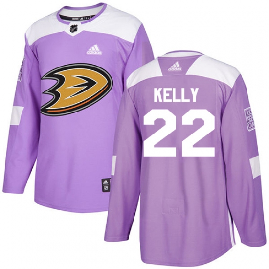 Men's Adidas Anaheim Ducks 22 Chris Kelly Authentic Purple Fights Cancer Practice NHL Jersey