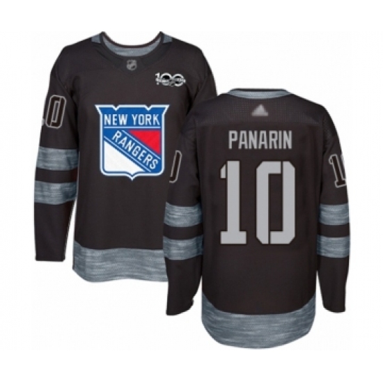 Men's New York Rangers 10 Artemi Panarin Authentic Black 1917-2017 100th Anniversary Hockey Jersey