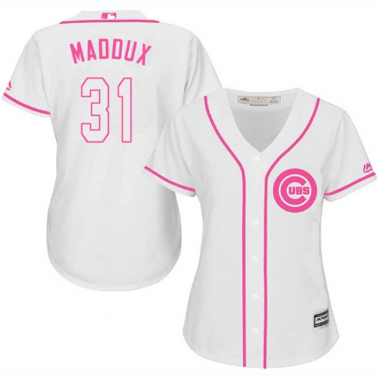 Women's Majestic Chicago Cubs 31 Greg Maddux Authentic White Fashion MLB Jersey