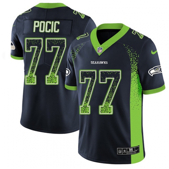 Youth Nike Seattle Seahawks 77 Ethan Pocic Limited Navy Blue Rush Drift Fashion NFL Jersey