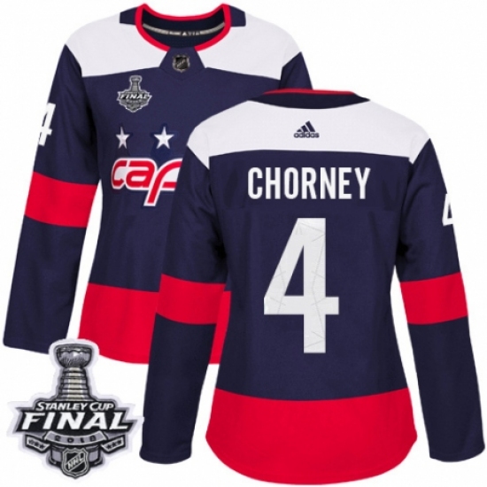 Women's Adidas Washington Capitals 4 Taylor Chorney Authentic Navy Blue 2018 Stadium Series 2018 Stanley Cup Final NHL Jersey