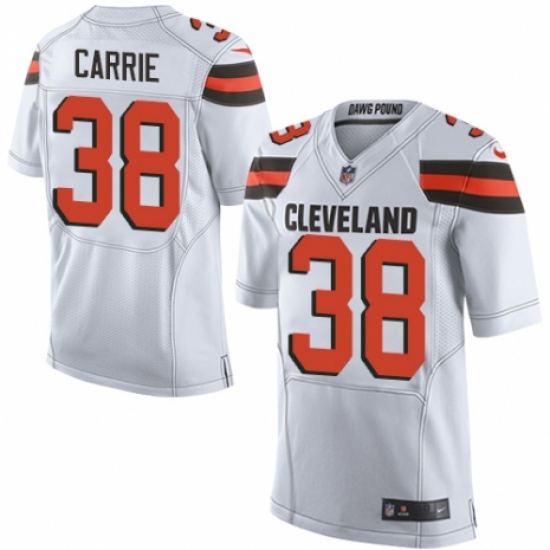 Men's Nike Cleveland Browns 38 T. J. Carrie Elite White NFL Jersey
