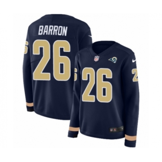 Women's Nike Los Angeles Rams 26 Mark Barron Limited Navy Blue Therma Long Sleeve NFL Jersey