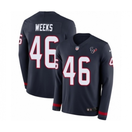 Men's Nike Houston Texans 46 Jon Weeks Limited Navy Blue Therma Long Sleeve NFL Jersey