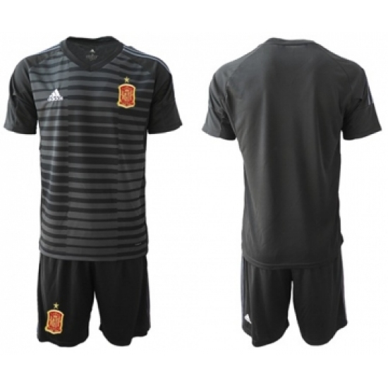 Spain Blank Black Goalkeeper Soccer Country Jersey