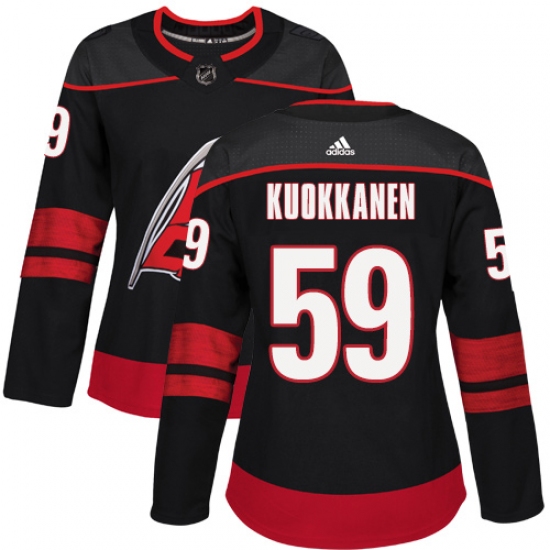 Women's Adidas Carolina Hurricanes 59 Janne Kuokkanen Premier Black Alternate NHL Jersey