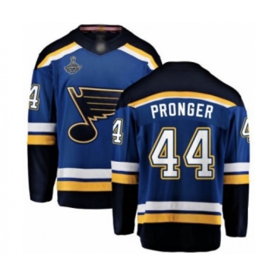 Men's St. Louis Blues 44 Chris Pronger Fanatics Branded Royal Blue Home Breakaway 2019 Stanley Cup Champions Hockey Jersey