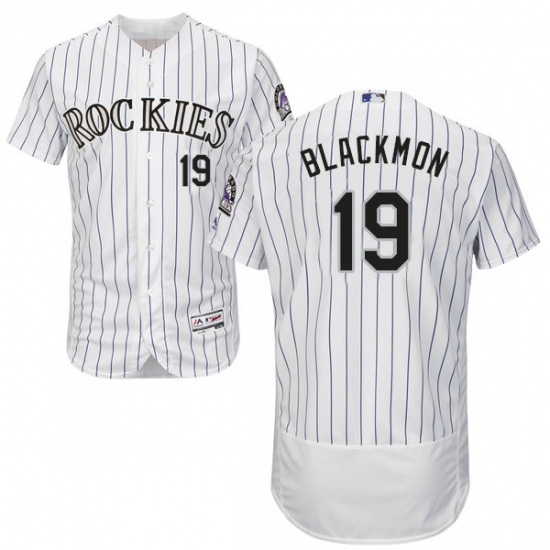 Men's Majestic Colorado Rockies 19 Charlie Blackmon White Home Flex Base Authentic Collection MLB Jersey