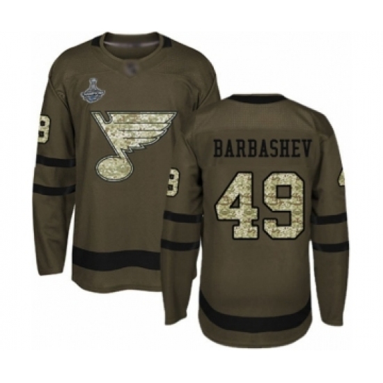 Men's St. Louis Blues 49 Ivan Barbashev Authentic Green Salute to Service 2019 Stanley Cup Champions Hockey Jersey