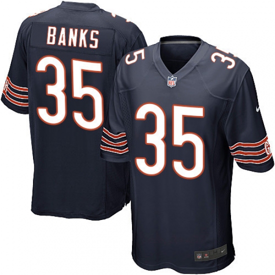 Men's Nike Chicago Bears 35 Johnthan Banks Game Navy Blue Team Color NFL Jersey