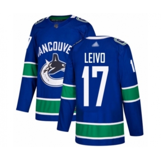 Men's Vancouver Canucks 17 Josh Leivo Authentic Blue Home Hockey Jersey