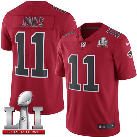 Men's Nike Atlanta Falcons 11 Julio Jones Limited Red Rush Super Bowl LI 51 NFL Jersey