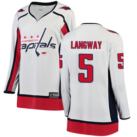 Women's Washington Capitals 5 Rod Langway Fanatics Branded White Away Breakaway NHL Jersey