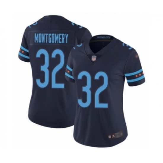 Women's Chicago Bears 32 David Montgomery Limited Navy Blue City Edition Football Jersey