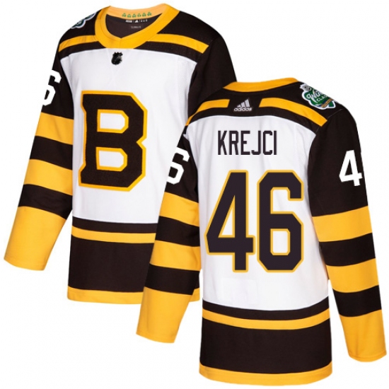 Men's Adidas Boston Bruins 46 David Krejci Authentic White 2019 Winter Classic NHL Jersey