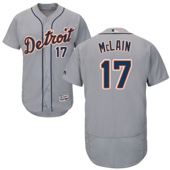 Men's Majestic Detroit Tigers 17 Denny Mclain Replica Grey Road Cool Base MLB Jersey