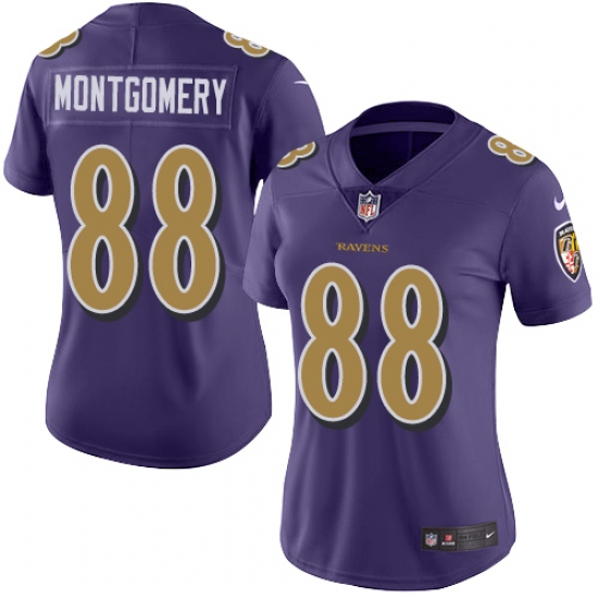 Women's Nike Baltimore Ravens 88 Ty Montgomery Limited Purple Rush Vapor Untouchable NFL Jersey