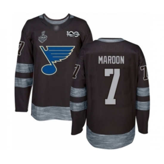 Men's St. Louis Blues 7 Patrick Maroon Authentic Black 1917-2017 100th Anniversary 2019 Stanley Cup Final Bound Hockey Jersey