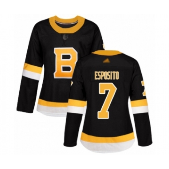 Women's Boston Bruins 7 Phil Esposito Authentic Black Alternate Hockey Jersey