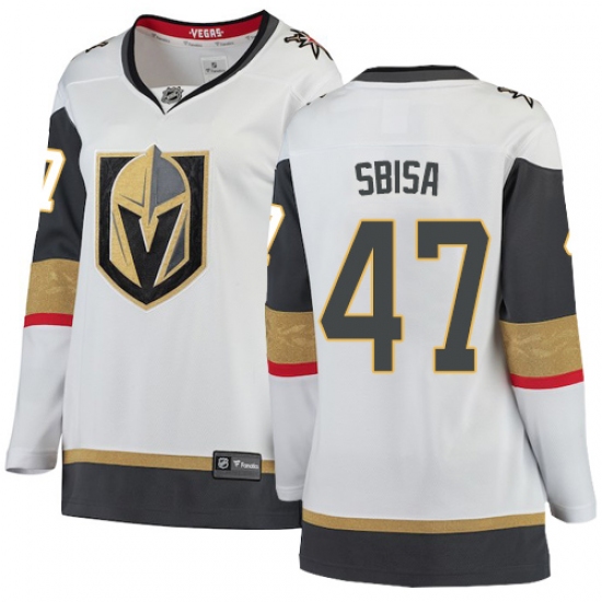 Women's Vegas Golden Knights 47 Luca Sbisa Authentic White Away Fanatics Branded Breakaway NHL Jersey