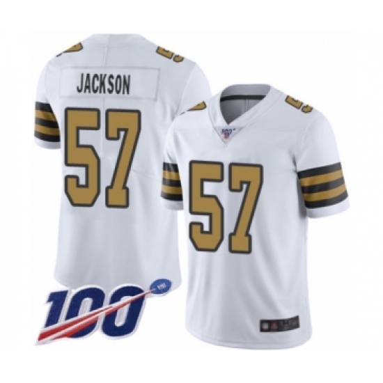 Men's New Orleans Saints 57 Rickey Jackson Limited White Rush Vapor Untouchable 100th Season Football Jersey