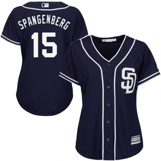 Women's Majestic San Diego Padres 15 Cory Spangenberg Authentic Navy Blue Alternate 1 Cool Base MLB Jersey