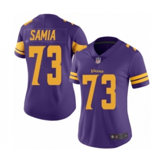 Women's Minnesota Vikings 73 Dru Samia Limited Purple Rush Vapor Untouchable Football Jersey