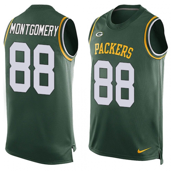 Men's Nike Green Bay Packers 88 Ty Montgomery Limited Green Player Name & Number Tank Top NFL Jersey